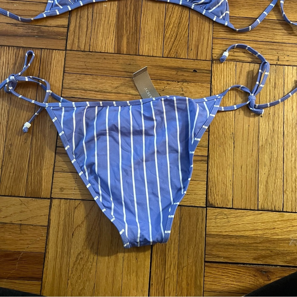 J.Crew Bikini Set -  Light Blue and White Striped String - Top M Bottom L - Picture 8 of 13